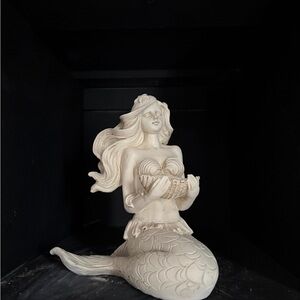 Elegant Cream Mermaid Sculpture